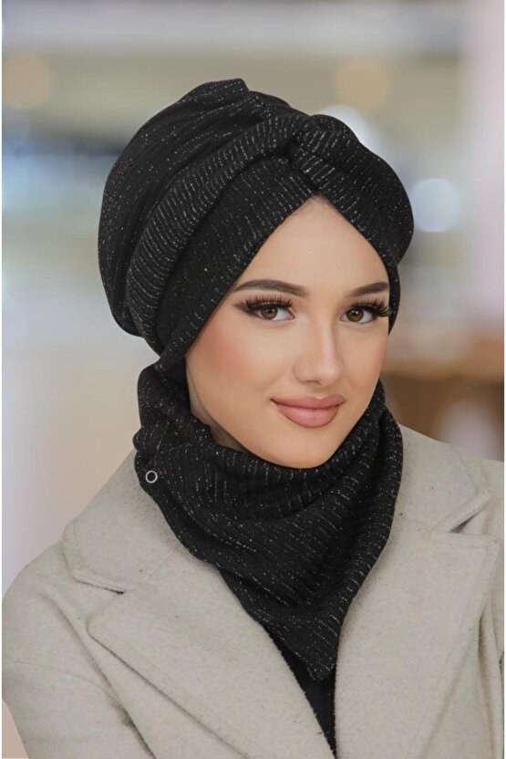 Siyah Işıltı Kışlık Burgu Bone Ve Etol Takım