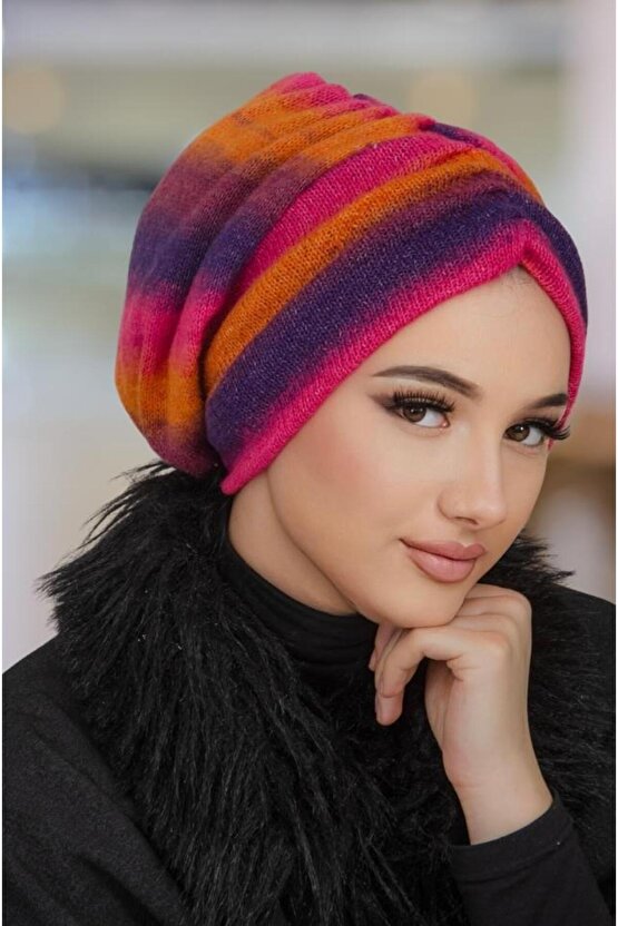 Renkli Kışlık Büzgülü Bone