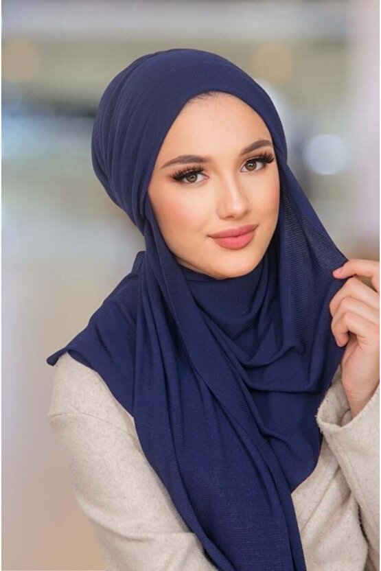 Lacivert Kelebek Bone Şal