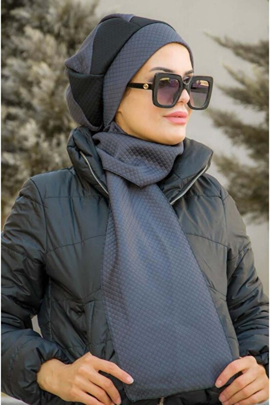 Füme Siyah Kapitone Tesettür Bere