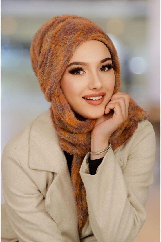 Taba Tonlu Kışlık Kelebek Bone Şal