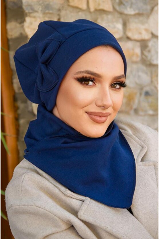 Lacivert Fiyonklu Tesettür Bere Ve Etol Takım