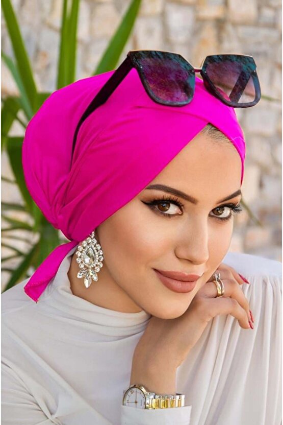 Neon Pembe Çapraz Bantlı Deniz - Havuz Bonesi