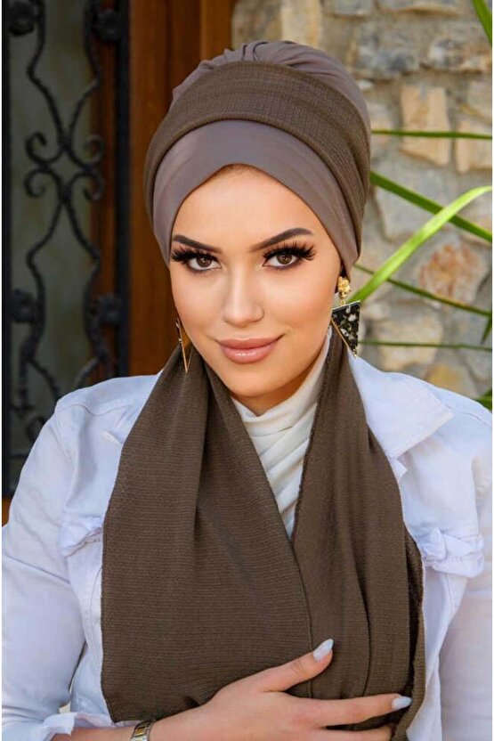 Vizon Kahve Fularlı Bone