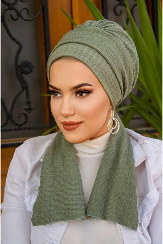 Pastel Yeşil Atkılı Bone