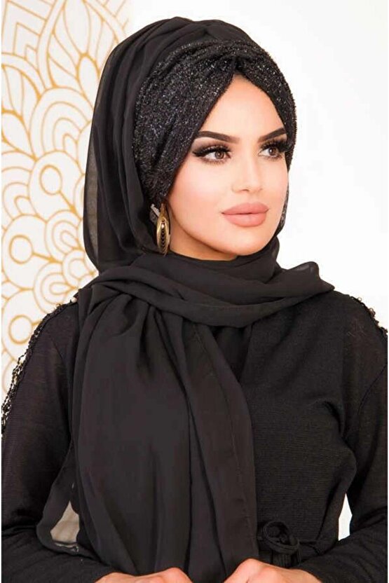 Siyah Sakallı Hazır Abiye Şal