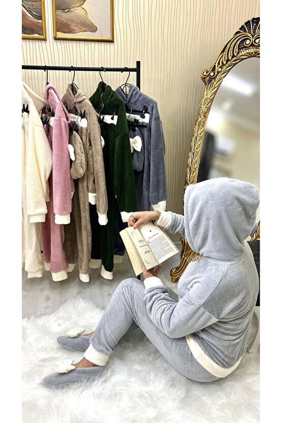 peluş kapşonlu kanguru model (PATİK HEDİYELİ)