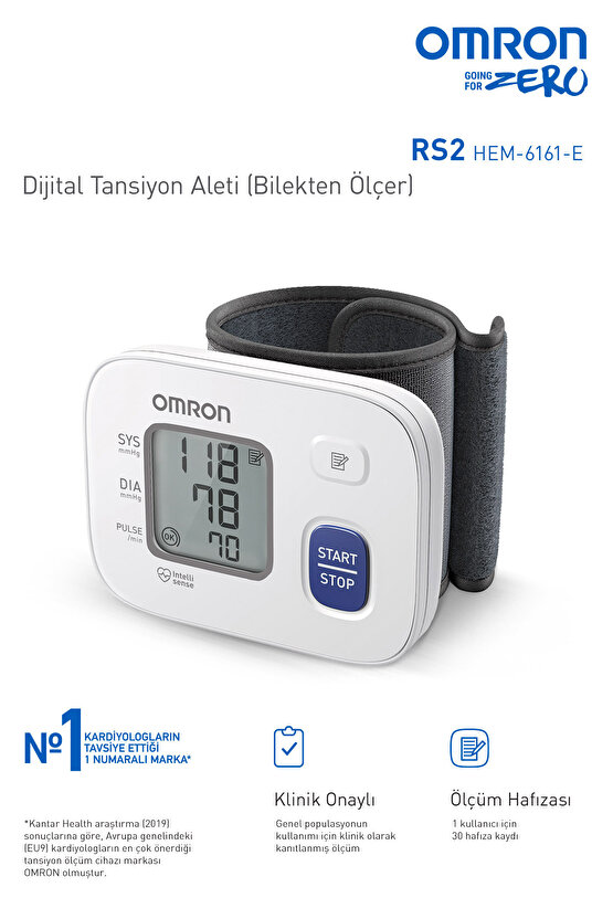 Rs2 30 Ölçüm Hafızalı Kolay Kullanım Bilekten Ölçer Pilli Tansiyon Aleti