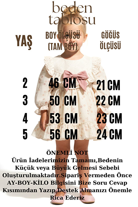 Kız Bebek Elbise Kız Çocuk Elbise Puanlı Doğum Günü Parti Düğün Özel Gün Uzun Kol Fiyonk Astarlı