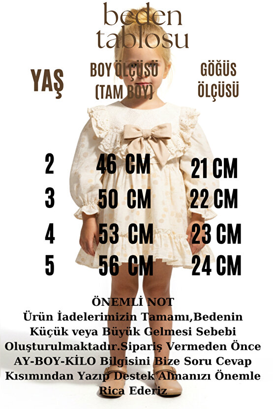 Kız Bebek Elbise Kız Çocuk Elbise Puanlı Doğum Günü Parti Düğün Özel Gün Uzun Kol Fiyonk Astarlı