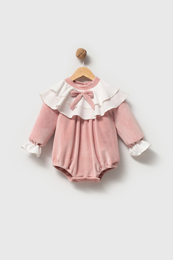 Kız Bebek Romper Kız Çocuk Romper Kadife Doğum Günü Parti Düğün Elbise Fiyonk Uzun Kol Romper