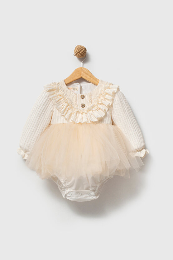 Kız Bebek Romper Kız Çocuk Romper Doğum Günü Parti Düğün Elbise Tüllü Uzun Kol Romper