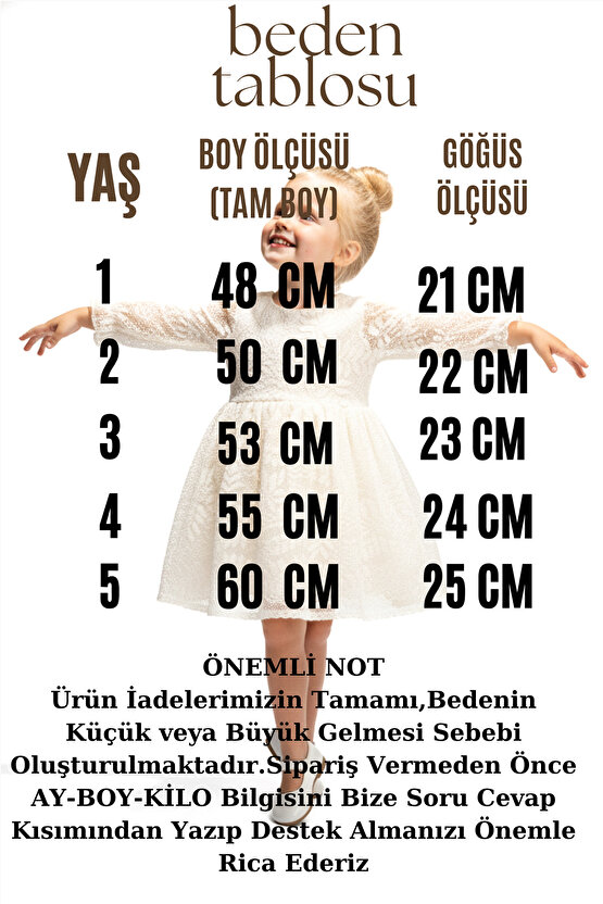 Kız Bebek Elbise Kız Çocuk Elbise Dantelli Doğum Günü Parti Düğün Özel Gün Uzun Kol Astarlı Fiyonklu