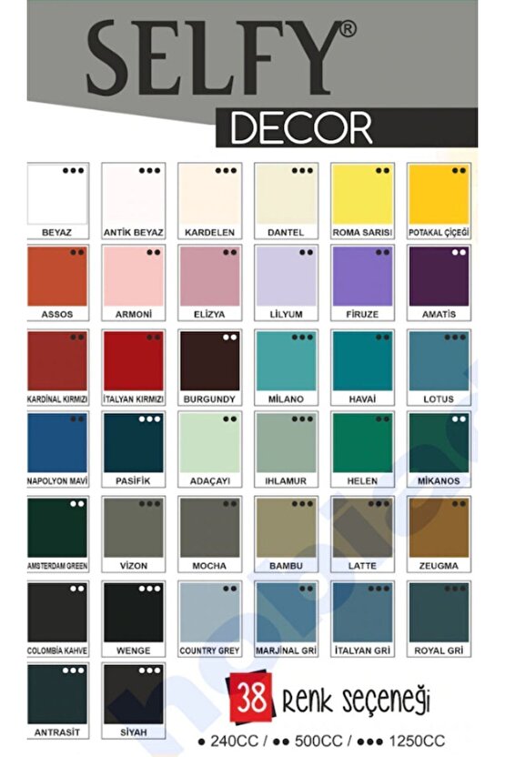 Gri  Selfy Decor Vernikli Boya 240 cc Italyan 868