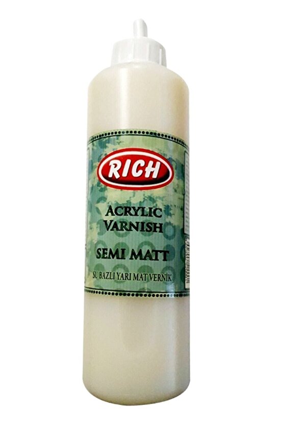 Su Bazlı Vernik Yarı Mat (Semi Matt Acrylic Varnish) 500 Cc. Ekonomik Boy