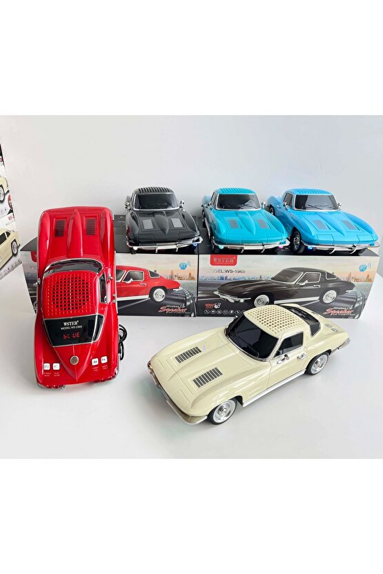 CHEVROLET NOSTALJİK ARABA BLUETOOTH SPEAKER ŞARJLI LED IŞIKLI KABLOSUZ HOPARLÖR FM SD KART USB