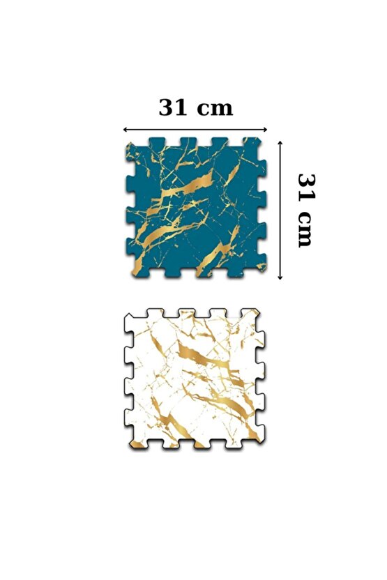 Mavi Beyaz Desenli Salon Halısı Ths27 | Yapboz Halı | Puzzle Halı