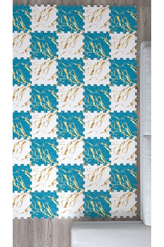 Mavi Beyaz Desenli Salon Halısı Ths27 | Yapboz Halı | Puzzle Halı