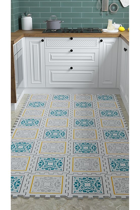 Makinede Yıkanabilir Model Mutfak Halısı Thm14 | Yapboz Halı | Puzzle Halı