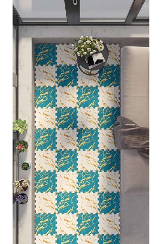 Mermer Desenli Cam Balkon Yer Halısı Yhb27 | Yapboz Halı | Puzzle Halı