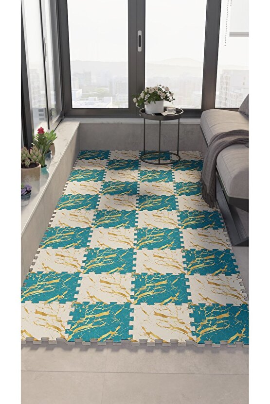 Mermer Desenli Cam Balkon Yer Halısı Yhb27 | Yapboz Halı | Puzzle Halı