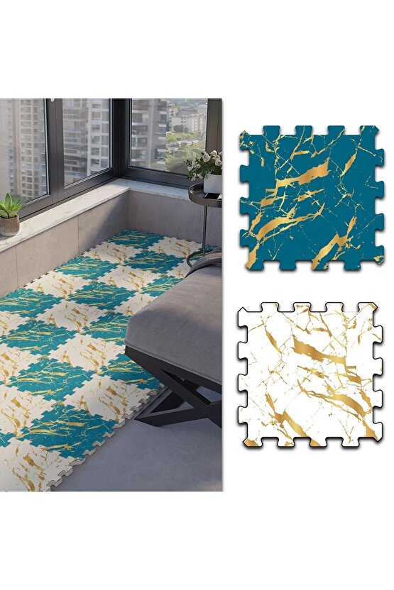 Mermer Desenli Cam Balkon Yer Halısı Yhb27 | Yapboz Halı | Puzzle Halı