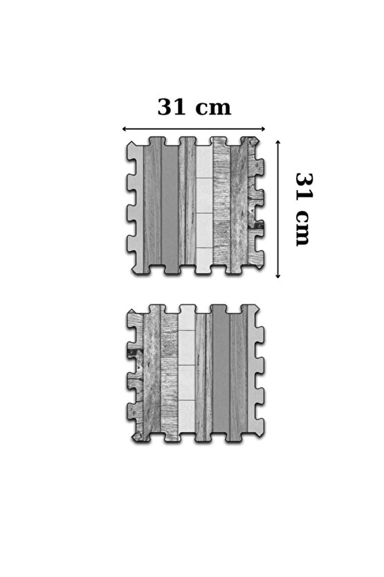 Döşeme Desenli Gri Dekoratif Salon Halısı Ths18b | Yapboz Halı | Puzzle Halı