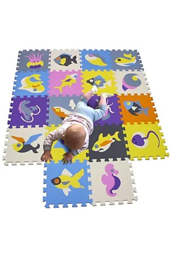 Uzay Desenli Oyun Halısı Çocuk Oyun Matı Yıkanabilir oyun halısı Puzzle Halı Yapboz Halı