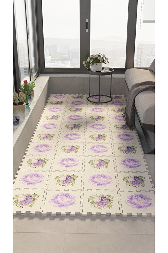 Çiçekli Dekoratif Balkon Halısı Thb3 | Yapboz Halı | Puzzle Halı