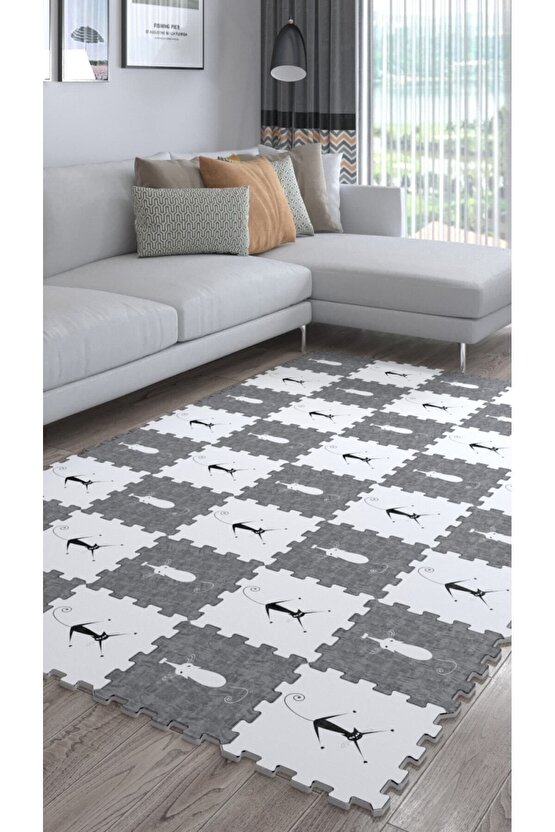 Dekoratif Yıkanabilir Yumuşak Salon Halısı Ths1 | Yapboz Halı | Puzzle Halı