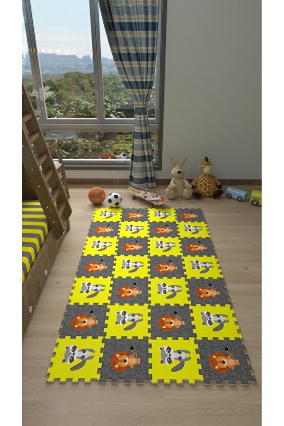 Hayvanlı Renkli Bebek Çocuk Odası Sı Thc1 | Yapboz Halı | Puzzle Halı