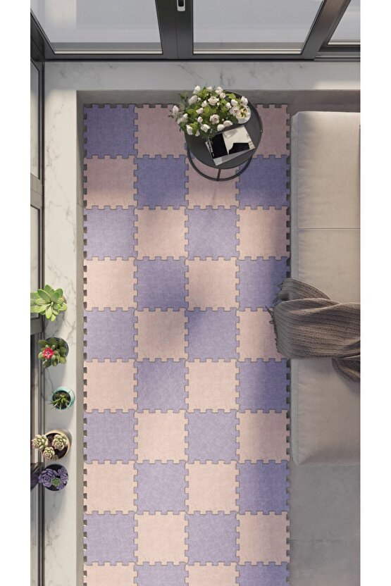 Yıkabilir Yumuşak Renkli Balkon Halısı Thb36 | Yapboz Halı | Puzzle Halı