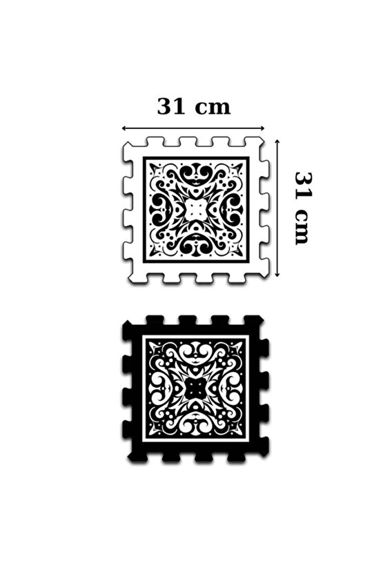 Siyah Beyaz Puzzle Halı Desenli Şık Salon Halısı Ths44 | Yapboz Halı | Puzzle Halı