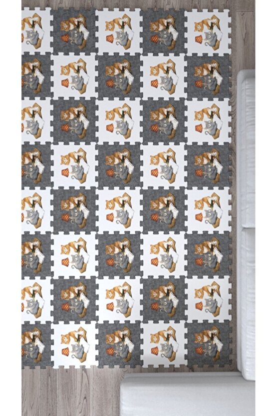 Hayvan Desenli Makinede Yıkanabilir Salon Halısı Ths8 | Yapboz Halı | Puzzle Halı