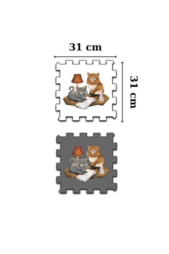 Hayvan Desenli Makinede Yıkanabilir Salon Halısı Ths8 | Yapboz Halı | Puzzle Halı