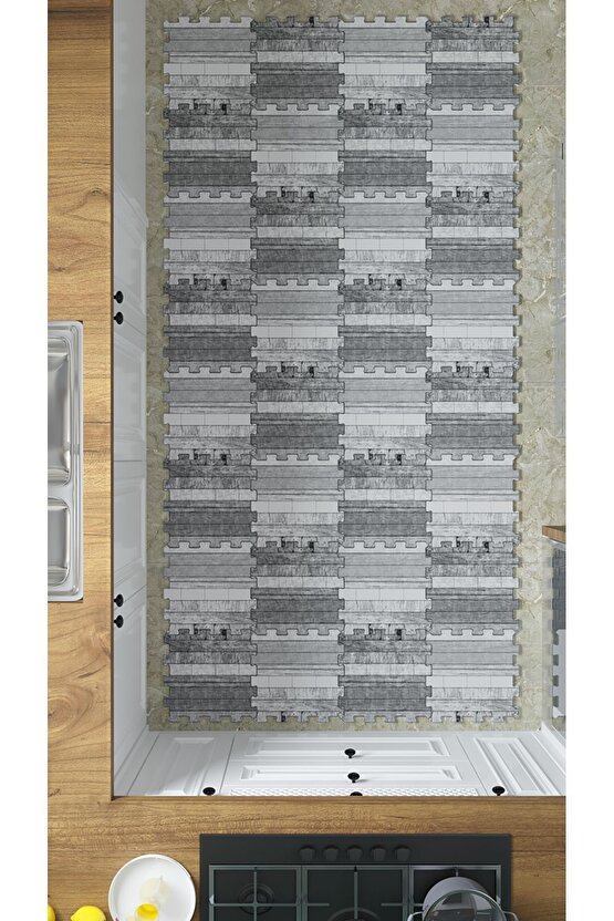 Desenli Yıkanabilir Mutfak Halısı Thm18c | Yapboz Halı | Puzzle Halı