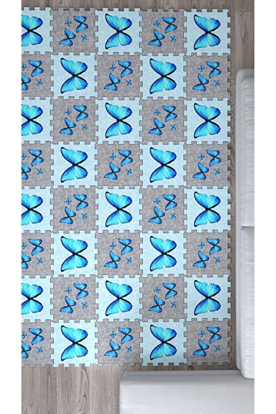 Kelebek Desenli Dekoratif Salon Halısı Ths26 | Yapboz Halı | Puzzle Halı