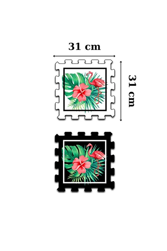 Çiçek Desenli Yıkanabilir Dekoratif Salon Halısı Ths9 | Yapboz Halı | Puzzle Halı