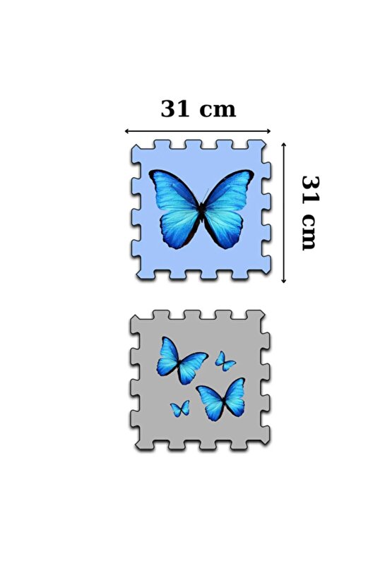 Kelebek Desenli Yumuşak Balkon Halısı Modelleri | Yapboz Halı | Puzzle Halı