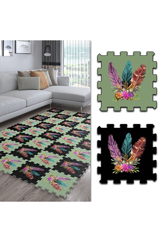 Dekoratif Baskılı Yıkanabilir Salon Halısı Ths24 | Yapboz Halı | Puzzle Halı