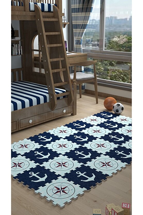 Metrekare Ölçülü Halı Erkek Bebek Odası Sı Thc14 | Yapboz Halı | Puzzle Halı