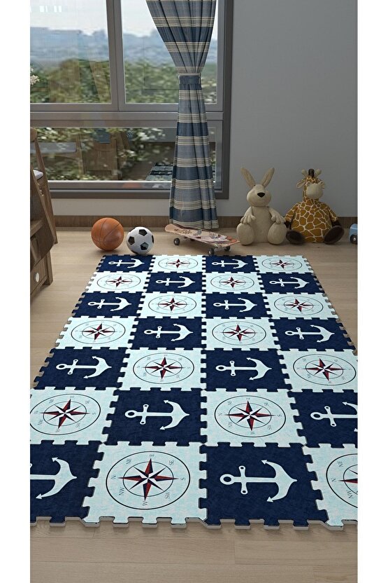 Metrekare Ölçülü Halı Erkek Bebek Odası Sı Thc14 | Yapboz Halı | Puzzle Halı