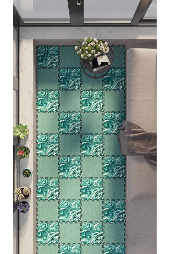 Renkli Dekoratif Balkon Zemin Kaplama Halısı Thb29 | Yapboz Halı | Puzzle Halı