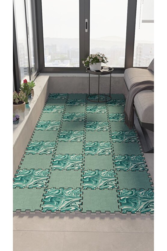 Renkli Dekoratif Balkon Zemin Kaplama Halısı Thb29 | Yapboz Halı | Puzzle Halı