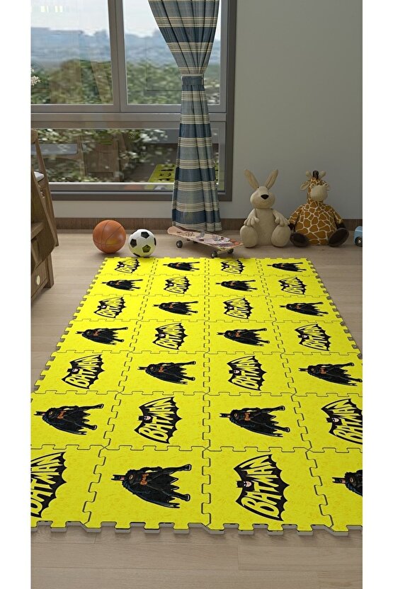 Batman Sarı Yıkanabilir Çocuk Odası Sı Thc8 | Yapboz Halı | Puzzle Halı