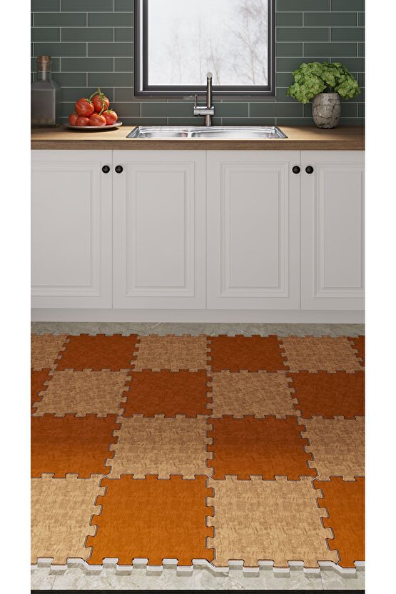 Desenli Yıkanabilir Yumuşak Mutfak Halısı Thm37 | Yapboz Halı | Puzzle Halı