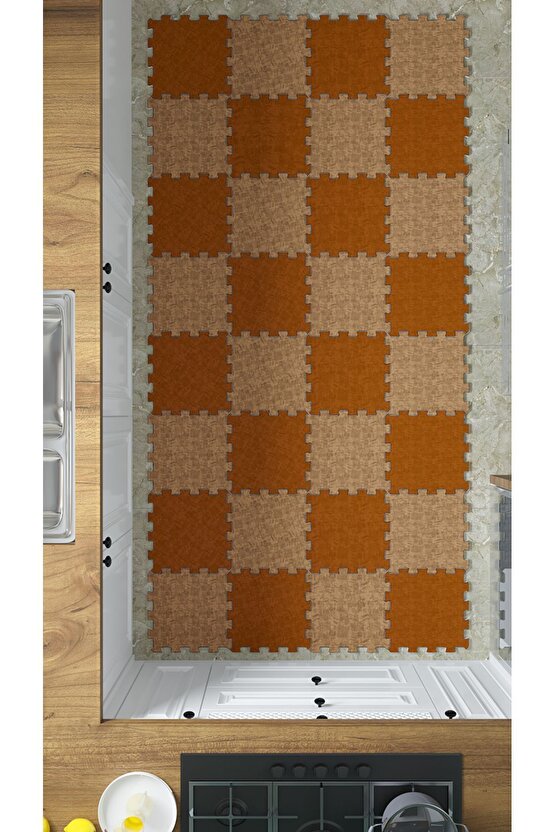 Desenli Yıkanabilir Yumuşak Mutfak Halısı Thm37 | Yapboz Halı | Puzzle Halı