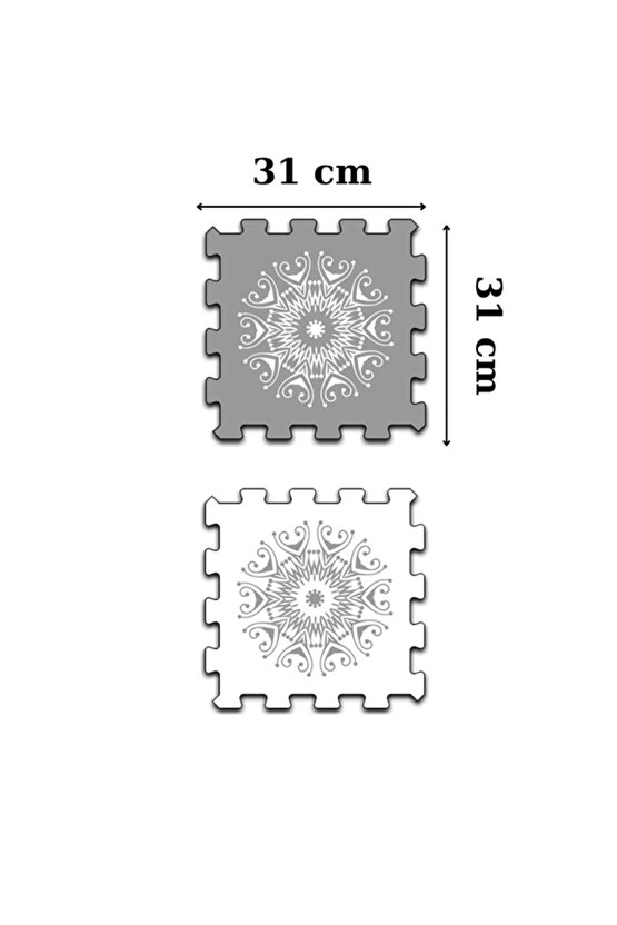 Gri Beyaz Desenli Yumuşak Salon Halısı Ths12 | Yapboz Halı | Puzzle Halı