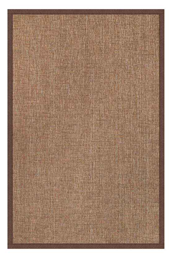 0604-Kahve Kumaş Bordür Sisal Halı Kilim Hav Toz Vermez Kolay Temizlenen Hasır Kilim