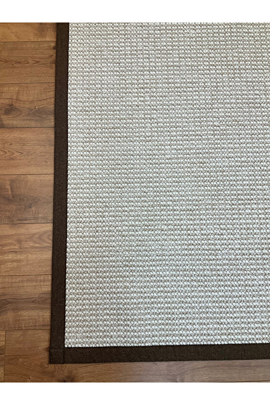 Macro Kumaş Bordür Bej Bukle Kahve Bordür Halı Salon Koridor Mutfak Halısı Kilim S262